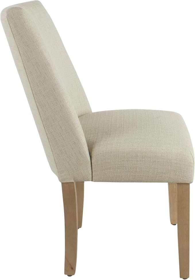 Homepop Home Decor | Upholstered Modern Curved Back Dining Chair | Single Dining Chair | Decorative Home Furniture, Linen Cream (Single Pack)