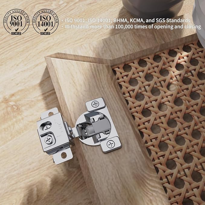 Chibery 10 Pack 1-1/4" Overlay 3D Soft Close Concealed Hinge, Face Frame Door, Small Angle Slow Close, Self Closing Hidden Satin Nickel, 105° Concealed Stainless Steel Hinges for Kitchen Cabinet Door