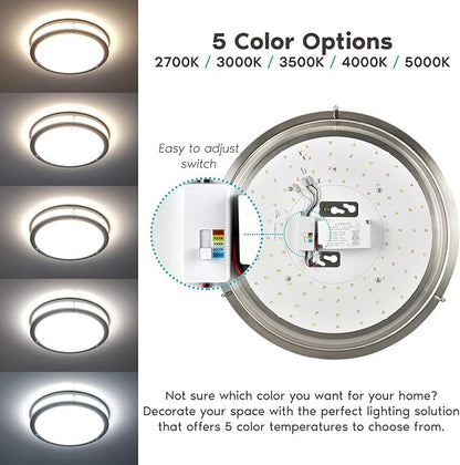 LUXRITE 14 Inch LED Flush Mount Ceiling Light, CCT Color Temperature Selectable 2700K | 3000K | 3500K | 4000K | 5000K, Dimmable Ceiling Light Fixture, 18W, 1440 Lumens, Energy Star, ETL Listed