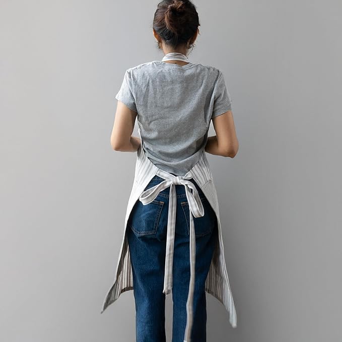 100% Cotton Kitchen Apron with 2 Pockets – Adjustable Chef Apron for Cooking Baking BBQ – Unisex Apron