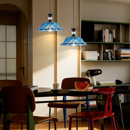 Plug in Black Pendant Light Plugin Kitchen Blue Glass Pendant Lighting Fixtures with Cord Switch Vintage Hanging Lamp for Island Dining Table Bedroom Living Room