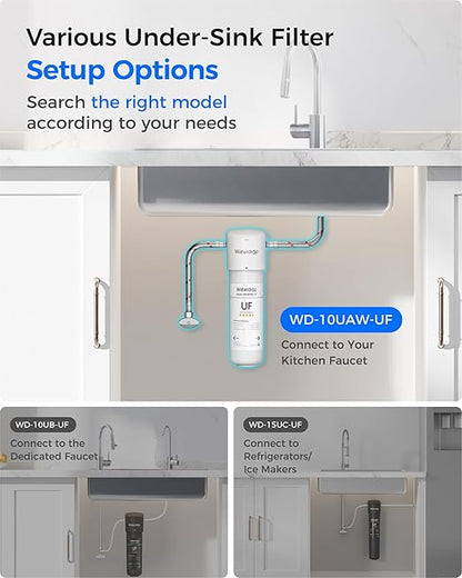 Waterdrop 10UAW-UF 0.01 μm Ultra Filtration Under Sink Water Filter System, 1 Year, Reduces Lead, Chlorine, Bad Taste & Odor, Connects Directly to Your Faucet