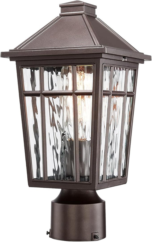 Darkaway Outdoor Post Lights Lamp Post Light Fixture, Waterproof Aluminum Housing with Water Ripple Glass, Fence Post Deck Lighting for Garden Patio Pathway