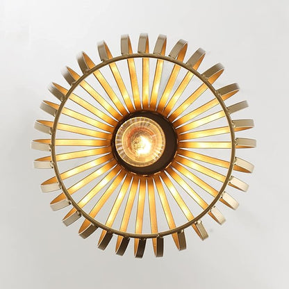 Plug in Pendant Hanging Light,Industrial Gold Metal Vintage Hanging Lamp Fixture with 14.3 FT Cord and ON/Off Switch for Kitchen Lighting,Bedroom,Living Room