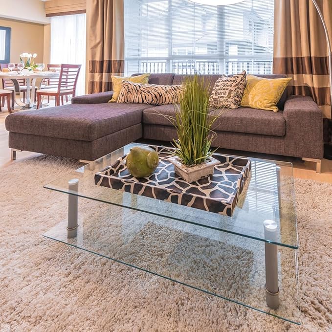 Dulles Glass 24 inch Square Glass Table Top - Tempered - 1/4" Thick Glass Surface, Safe Flat Polished, Eased Corners, Multipurpose for Dining Table, Patio, Coffee and End Table
