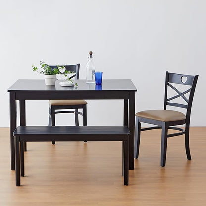 Livinia Cabin 45.3" Wooden Dining Table/Small Rectangular Modern Farmhouse Solid Wood Kitchen Table Desk (Black)
