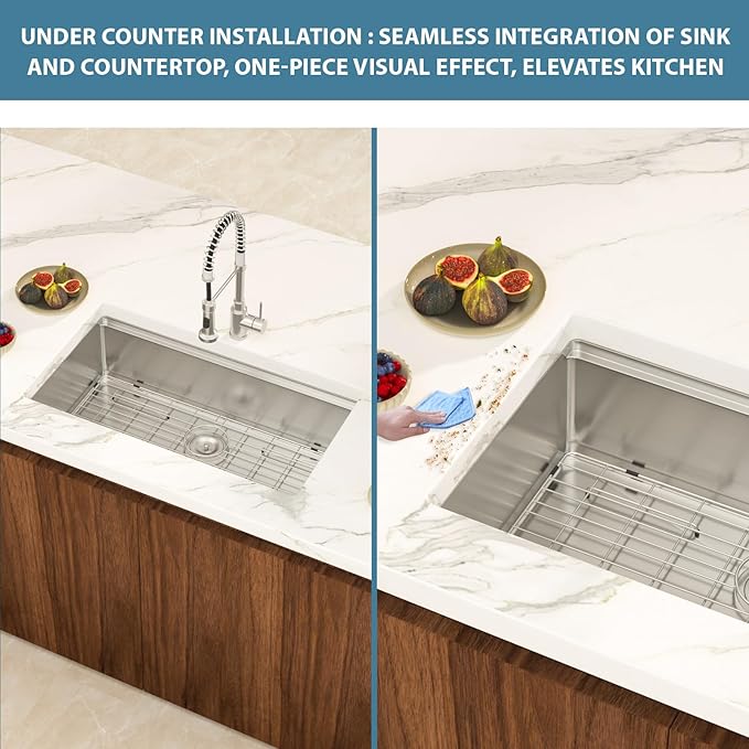 30 Undermount Kitchen Sink 30 ×19 X 9 Inch Stainless Steel Workstation Sinks 16 Gauge Single Bowl 9'' Deep Handmade Basin with Complete Accessories