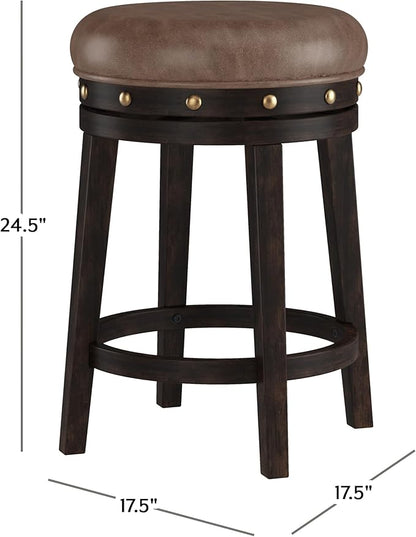Hillsdale Benard Backless Swivel Counter Stool Height, Brown