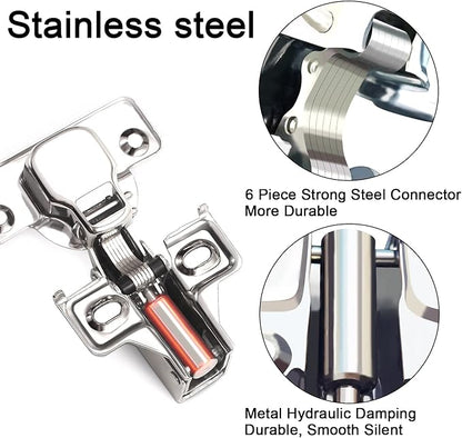 BESTEEL 24 Pack 1/2 inch Overlay Soft Close Cabinet Door Hinges for Kitchen Cabinet Hinges, 100 Degree Opening Angel, Stainless Concealed Kitchen Cabinets Hinge Self Closing with Drilling Tool &Manual