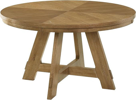 Coaster Home Furnishings - Danvers - Wood - 54-Inch Round Dining Table with Flared Legs and Veneer Pattern - Dining Room & Home Kitchen - Brown Oak - 109150