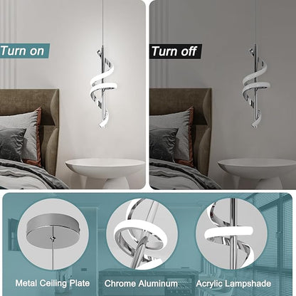 Led Pendant Light Fixtures,6000K Cool White Modern Pendant Lights for Kitchen Island,Adjustable Kitchen Island Light Fixture for Dining Room Bedroom Sink, 1 Pack (Chrome, 2 Packs)