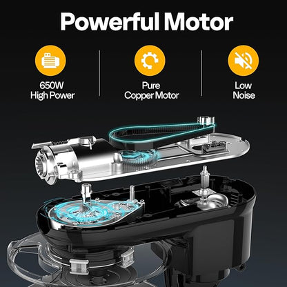 VIVOHOME 3 in 1 Multifunctional Stand Mixer with 6 Quart Stainless Steel Bowl, 650W 6 Speed Tilt-Head Meat Grinder, Juice Blender, Black