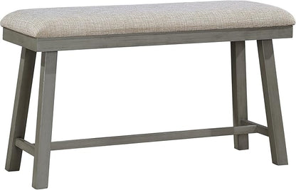 Lexicon Counter Height Bench for Dining Room Table, 41.5" Wood Bench with Grey Padded Seat for Home and Kitchen, Indoor Wooden Bench for Dining Room, Kitchen Bench, Dining Bench, Easy Assembly, Grey