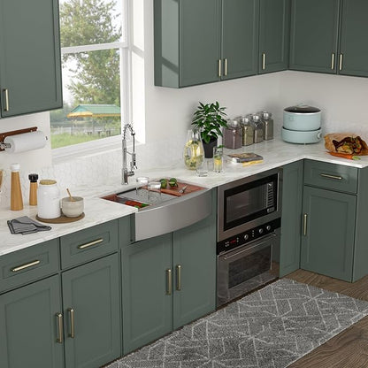 Logmey 33x21 Double Bowl Kitchen Sink 60/40 Farmhouse Sink 16 Gauge Stainless Steel Apron Front Farmer Kitchen Sinks Ledge Workstation Low Divide Double Basin Farm Sink 33x21x9