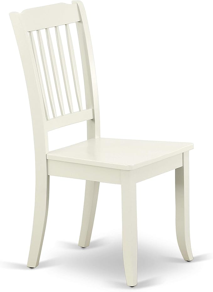 East West Furniture DAC-LWH-W Danbury Kitchen Dining Chairs - Slat Back Wooden Seat Chairs, Set of 2, Linen White