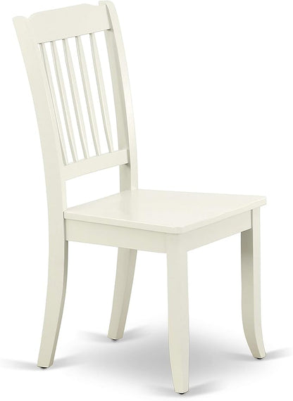 East West Furniture DAC-LWH-W Danbury Kitchen Dining Chairs - Slat Back Wooden Seat Chairs, Set of 2, Linen White