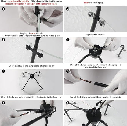 Glass Drum Chandelier for Dining Room 20'' Entryway Light Fixture 5-Light Kitchen Chandeliers Over Table Bedroom Light Fixture for Living Room Hallway Foyer Kitchen