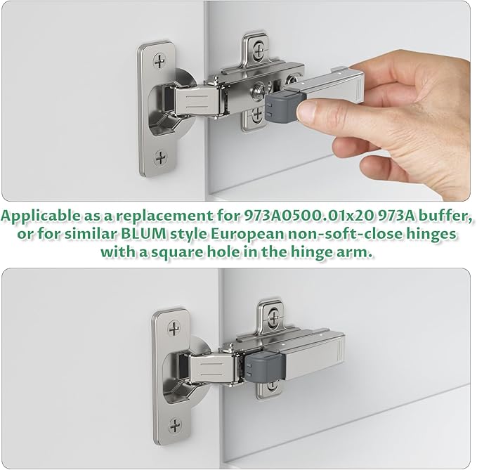 Cabinet Hinge Damper(Pack of 5),Straight Arm Full Overlay Hinge for Doors, Nickel Finish use for 973A0500.01x20 973A