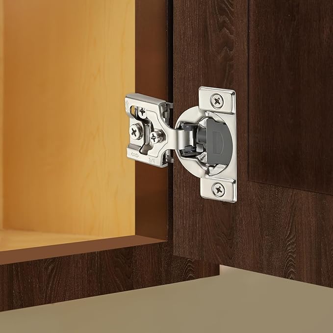 Home Expert 2 Pack (1 Pairs) 3/8" Overlay Soft Close Cabinet Hinges, Satin Nickel Stainless Steel Concealed Hinges with 3D Self-Closing for Face Frame Doors & Kitchens