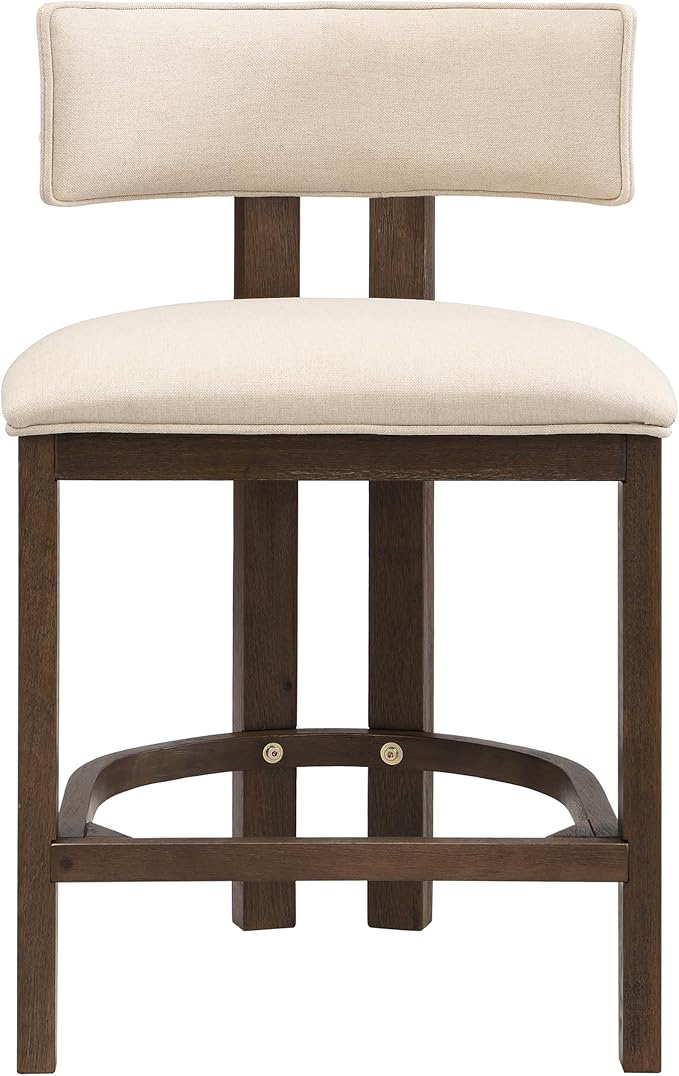 Christopher Knight Home Minso Bar Table and Chairs Set of 2, 3 Piece Bar Table Set with Upholstered Counter Stool, Rubberwood Counter Height Dining Set for 2, Walnut+Beige