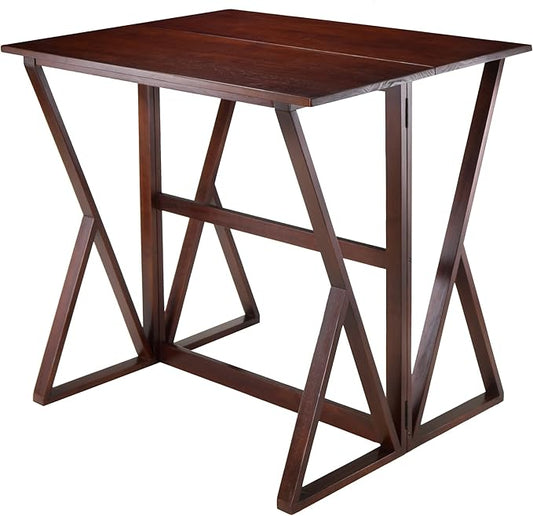 Winsome Wood Harrington Drop Leaf High Table, Antique Walnut
