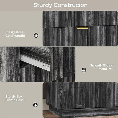 COMHOMA Sideboard Buffet Cabinet with Storage, Modern Wood Versatile Coffee Bar Console Table for Living Room Kitchen, Dining Room, Hallway, Black Gray
