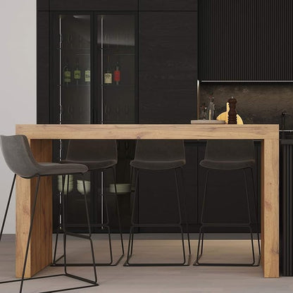 Mobili Fiver Evolution Tall Kitchen Bar Table Made in Italy | Space Saving, Counter Height Table for 6 | Modern Breakfast Bar Counter Top w/Cable Holder | Ashwood Black | 70,9'' x 23,6" in