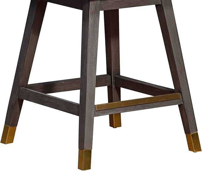 Armen Living Stancoste Modern Farmhouse 26" Seat Height Swivel Bar Stool for Kitchen Island Counter in Gray Oak Wood with Mocha Fabric