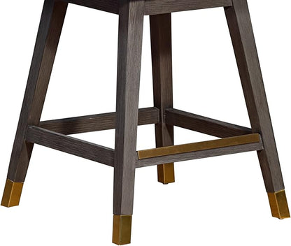 Armen Living Stancoste Modern Farmhouse 26" Seat Height Swivel Bar Stool for Kitchen Island Counter in Gray Oak Wood with Mocha Fabric