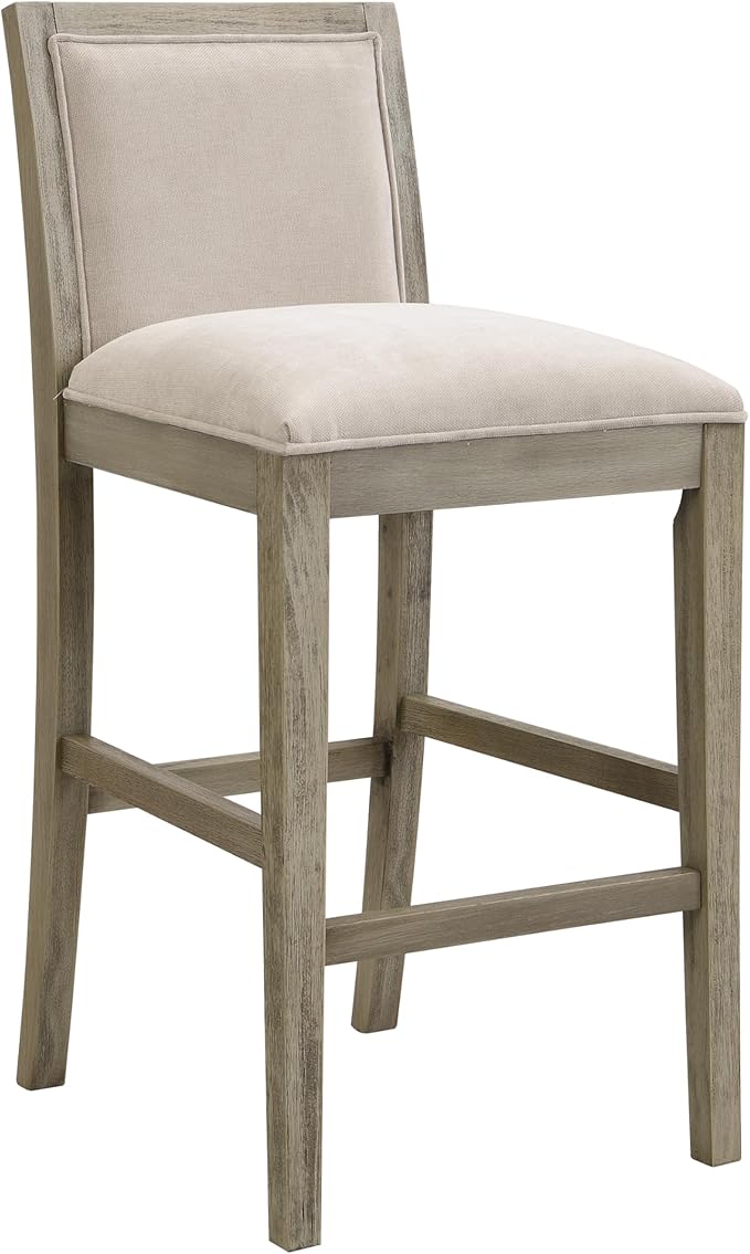30.5 Inch Height Bar Stools Set of 2, Rubber Wood e,Fabric Sponge Cushion and Upholstered, Retro Bar Chairs Suitable for Kitchen Island,Bedroom,Dining Room.