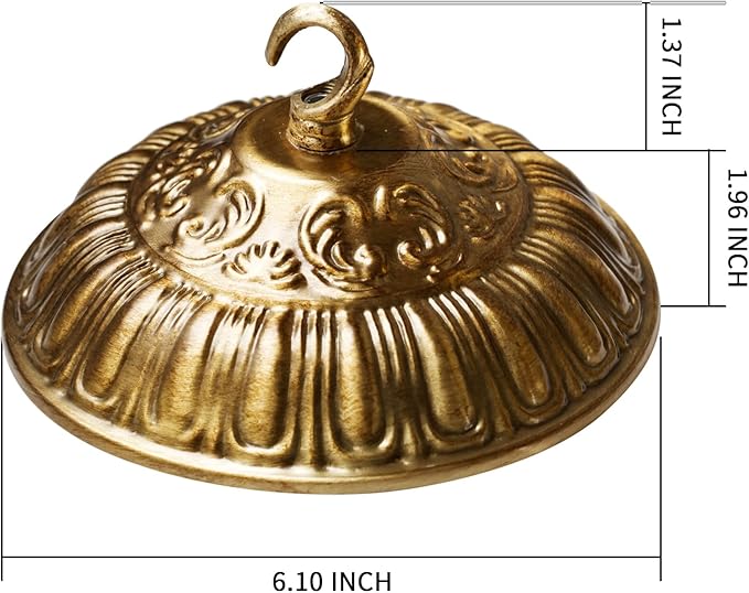 6.1'' Gold Canopy for Chandelier Pendant Light, Mounting Plate Kit for Ceiling Lights, Vintage Style