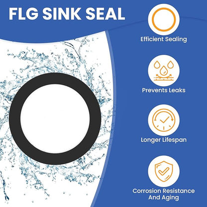6 Pcs Kitchen Sink Drain Garbage Disposal Gasket, Putty-Free Rubber Seal Accessory for Kitchen Sink's Drain Flange (Black)
