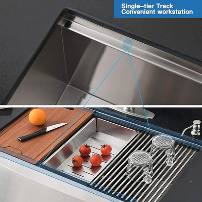30 Inch Stainless Steel Farmhouse Sink Workstation-Bokaiya 30x20 Apron Front Farm Sink Stainless Steel Workstation 16 Gauge Single Bowl Farmhouse Kitchen Sinks with Cutting Board