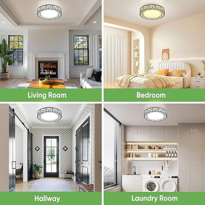 Lightania 18 Inch Flush Mount Ceiling Light, Modern Black LED Ceiling Light Fixture, 35W 3500LM 2700-6500K Adjustable, Dimmable Ceiling Lights for Bedroom, Kitchen, Hallway, Bathroom, ETL Listed