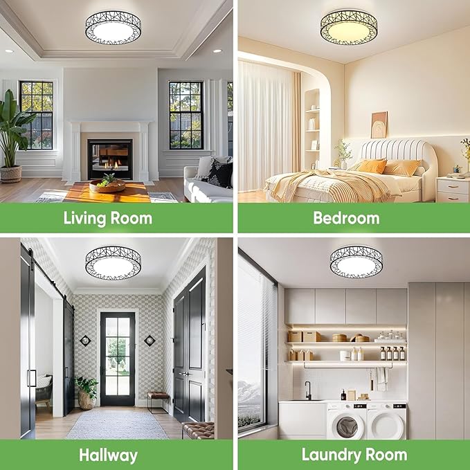 Lightania 14 Inch Flush Mount Ceiling Light, Modern Black LED Ceiling Light Fixture, 24W 2400LM 2700-6500K Adjustable, Dimmable Ceiling Lights for Bedroom, Kitchen, Hallway, Bathroom, ETL Listed