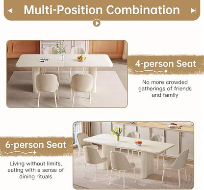 Miuuod 79" Cream White Dining Table for 4-8 People Large Rectangular Kitchen Table Modern Farmhouse Wood Dining Room Table for Living Room Home Office Workspace Easy Assembly