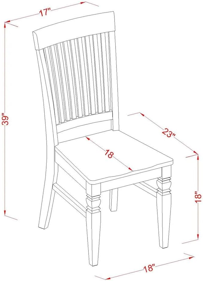 East West Furniture WEC-BCH-W Weston Dining Chairs - Slat Back Wooden Seat Chairs, Set of 2, Black & Cherry
