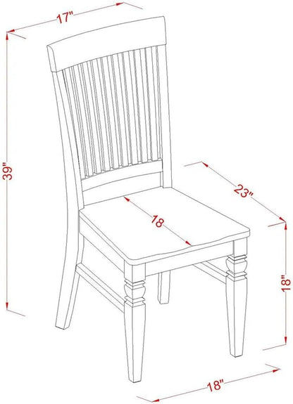East West Furniture WEC-BCH-W Weston Dining Chairs - Slat Back Wooden Seat Chairs, Set of 2, Black & Cherry