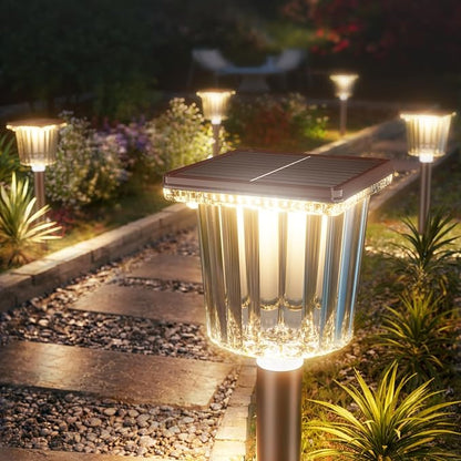 Super Bright Solar Outdoor Lights Waterproof Pathway Powered 4-Pack, Adjustable Warm&Cool White, Garden Decor Outside for Front Porch Yard/Patio/Walkway/Driveway/Lawn/Flowerbed/Landscape Lighting