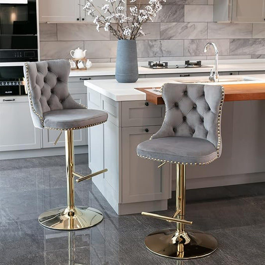 Modern Dining Chairs, Mid-Century Kitchen Table and Chairs with Sturdy Stable Base, Easy Assembly Luxury Furniture for Dining Room, Home Pub and Kitchen Island,Gray-Foam-2pc-2