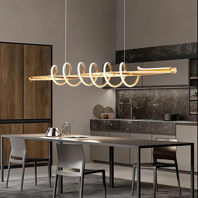 Modern Led Pendant Light, Black Led Chandelier for Dining Room,Modern Chandelier Dining Room Lighting Fixture Dimmable with Remote,Minimalist Kitchen Island Lighting Height Adjustable