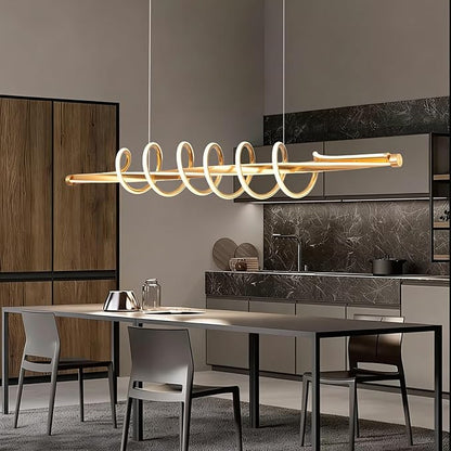 Modern Led Pendant Light, Black Led Chandelier for Dining Room,Modern Chandelier Dining Room Lighting Fixture Dimmable with Remote,Minimalist Kitchen Island Lighting Height Adjustable