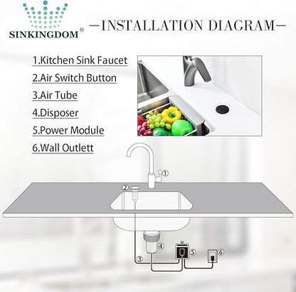 Garbage Disposal SinkTop Air Switch Kit with Stainless Steel Button,Matte Black