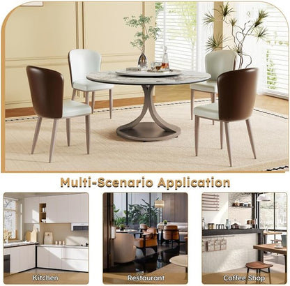 Modern Sintered Stone Dining Table for 4-6, Luxury Rectangular Kitchen Dinette with Faux Marble Top & Heavy-Duty Metal Legs, Heat-Resistant Furniture for Dining Room (59" + 8 Chairs)