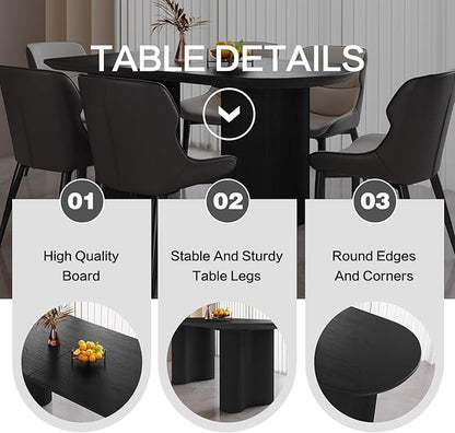 Guyii 55.11" Dining Table, Modern Kitchen Table for 6 People, Indoor Dining Table for Kitchen, Bar, Living Room, Small Space, Black