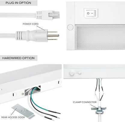 Maxxima 24 in. LED Under Cabinet Lighting, Dimmable, Linkable, Hardwired or Plug & Play, 1025 Lumens, 5 CCT 2700K/3000K/3500K/4000K/5000K, Kitchen Install, On/Off Switch, White