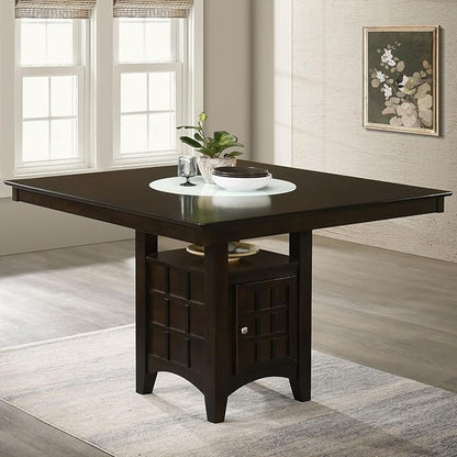 HomeStock Counter Height Dining Table - Square Kitchen Table with Storage - Cappuccino Finish