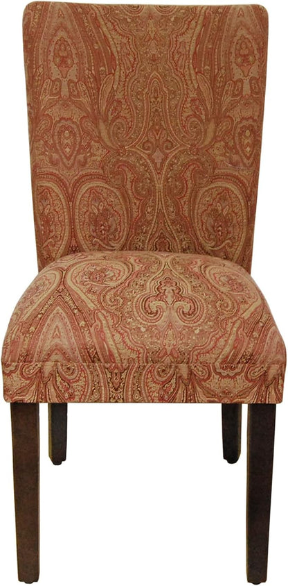 Homepop Home Decor |K1136-F765 | Classic Upholstered Parsons Dining Chair | Single Accent Dining Chair, Red & Gold Damask