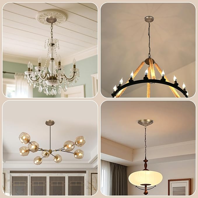 7.28 Inches Brass Ceiling Canopy, Gold Retro Mounting Plate Kit for Chandelier Pendant Light