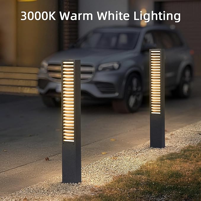 Landscape Path Lights, 39" Pathway Lights, 3000K Outdoor Driveway Light, IP65 Waterproof Modern Bollard Landscape Lighting, Bollards Light Path Led Wired for Patio Lawn Garden Walkway